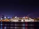 The Balmoral by night docked at Trois-Rivières
